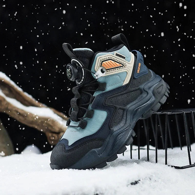 Winter Velvet Children's Snow Boots Fashion Knob High Top Sneakers Kids Outdoor Warm Plush Casual Sports Shoes For Boys Trainers GlowCart