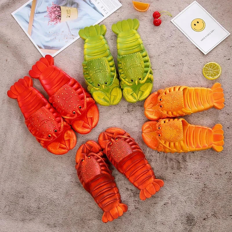 EOFK Lobster Slippers Women Funny Animal Summer Flip Flops Cute Beach Shower Casual Unisex Big Size Soft Home Slides GlowCart