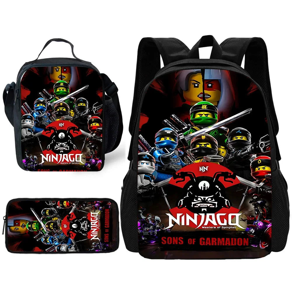 Child School Sports Game N-NinjagoS Backpack with Lunch Bags ,Pencil Bags ,School Bags for Boys Girls Best Gift GlowCart