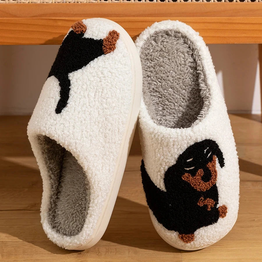 Cartoon Cute and Interesting Dachshund Dog Women Slippers GlowCart