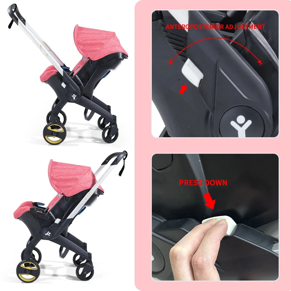 Newborn baby stroller, foldable travel stroller, two-way baby stroller, 0-3 years old GlowCart