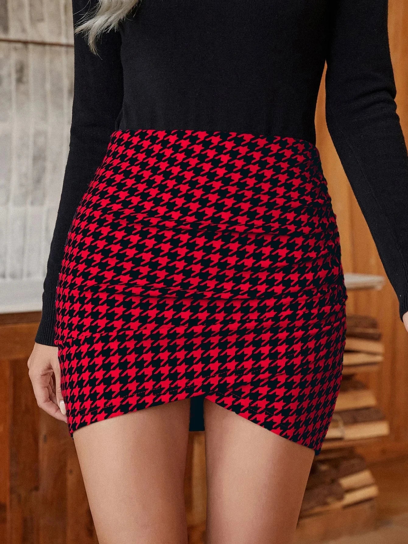 Women's sexy slim plaid print skirt Women's hip mini skirt GlowCart