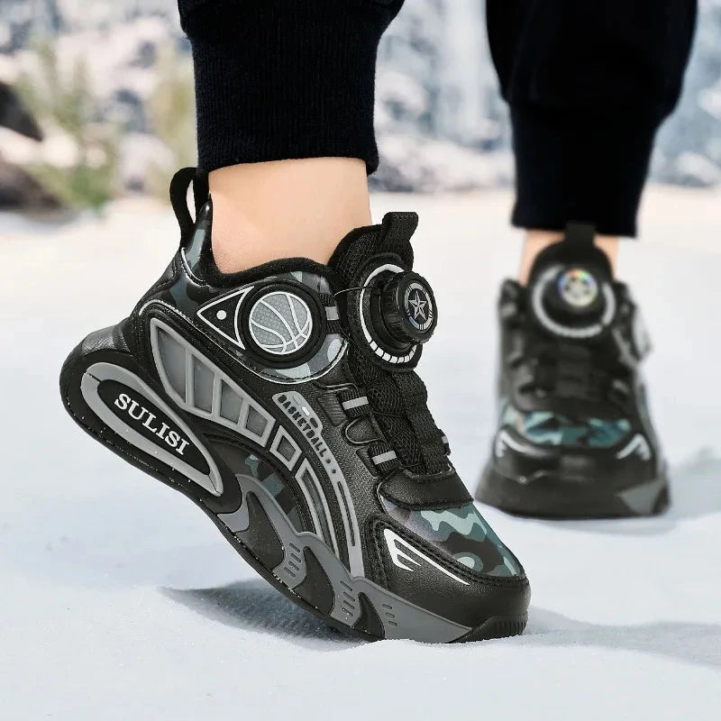 Winter Children Sneaker Boys Basketball Shoes Kids Sneakers Warm Plush Athletic Footwear Boys Outdoor Sports Shoes 4 To 10 Years GlowCart