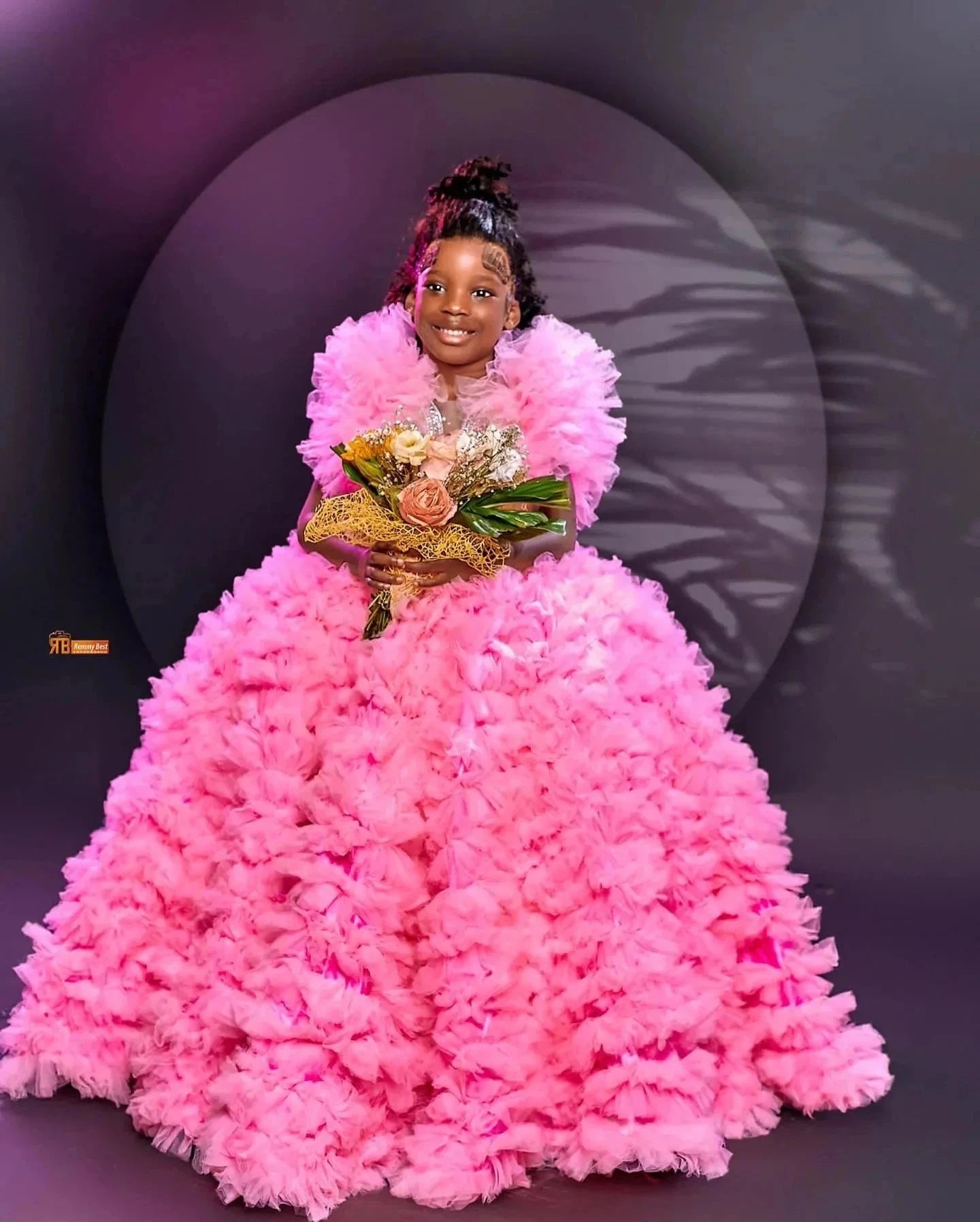 Luxury Pink Flower Girl Dresses For Wedding Applique Ruffles GlowCart