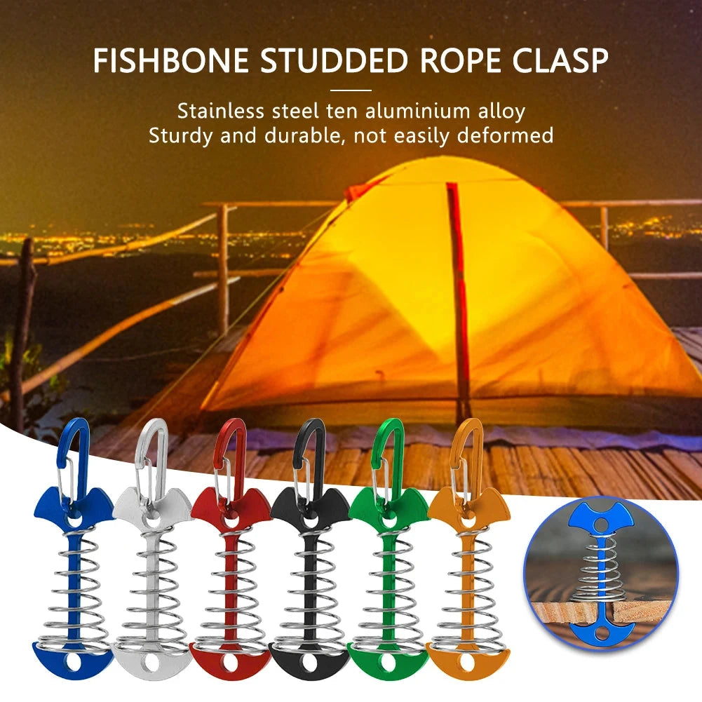 1/5Pcs Adjustable Plank Floor Spring Fishbone Anchor Tent GlowCart