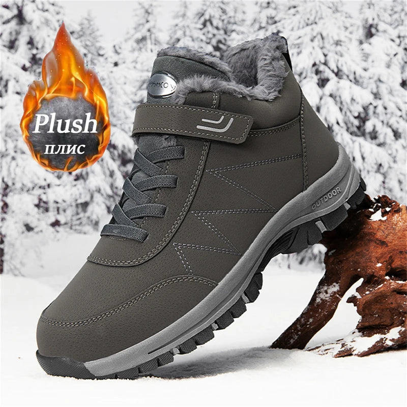 Men's women's outdoor hiking boots, thick-soled snow boots, fleece-lined warm men's boots, winter short boots GlowCart
