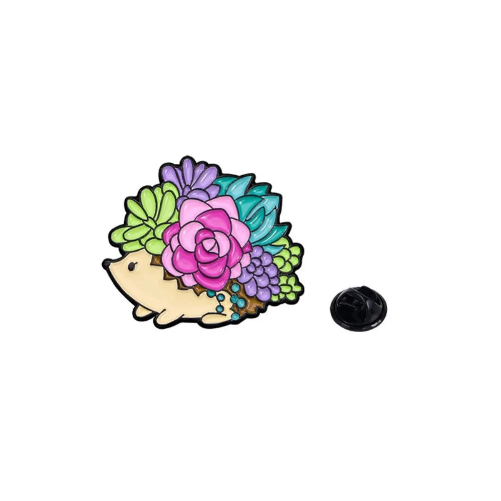 Cute Succulent Plant Enamel Brooch Cartoon Colorful Animal GlowCart