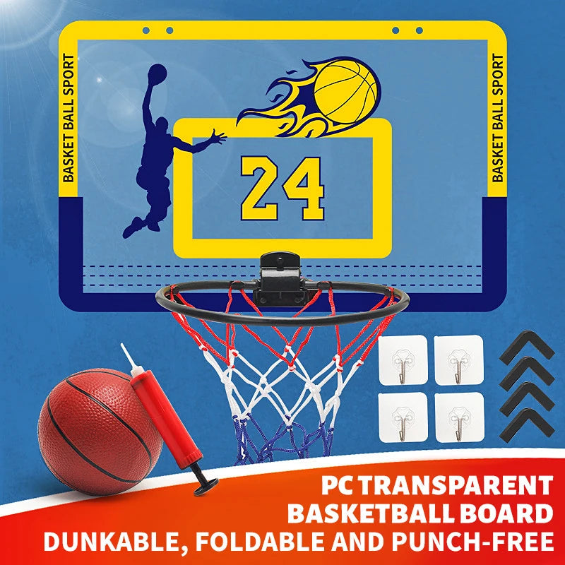 Children's wall mounted silent non porous foldable basketball stand indoor and outdoor activity basketball stand with basketball GlowCart