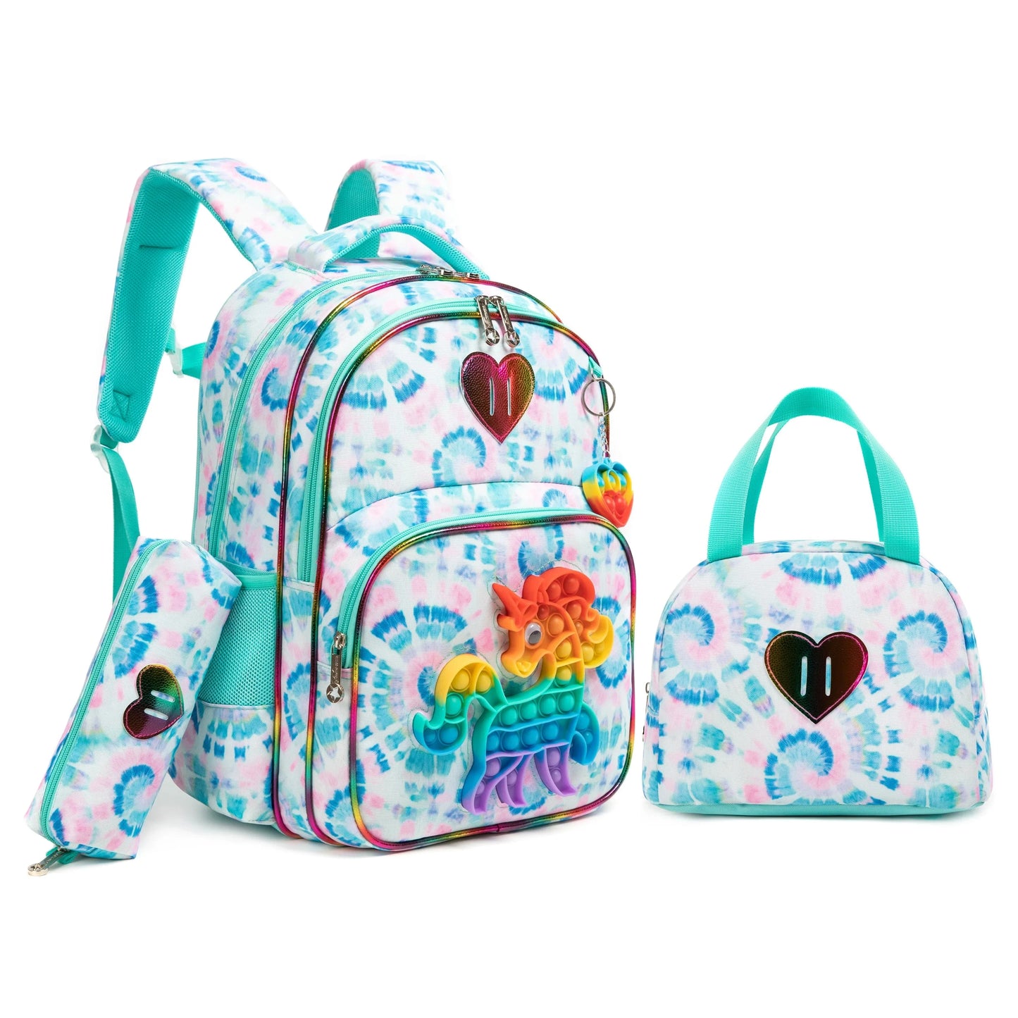 Meetbelify 16.5'' POP Backpack for Girls Kids  Elementary Preschool Student with Lunch Box Pencil Case 3 in 1 GlowCart