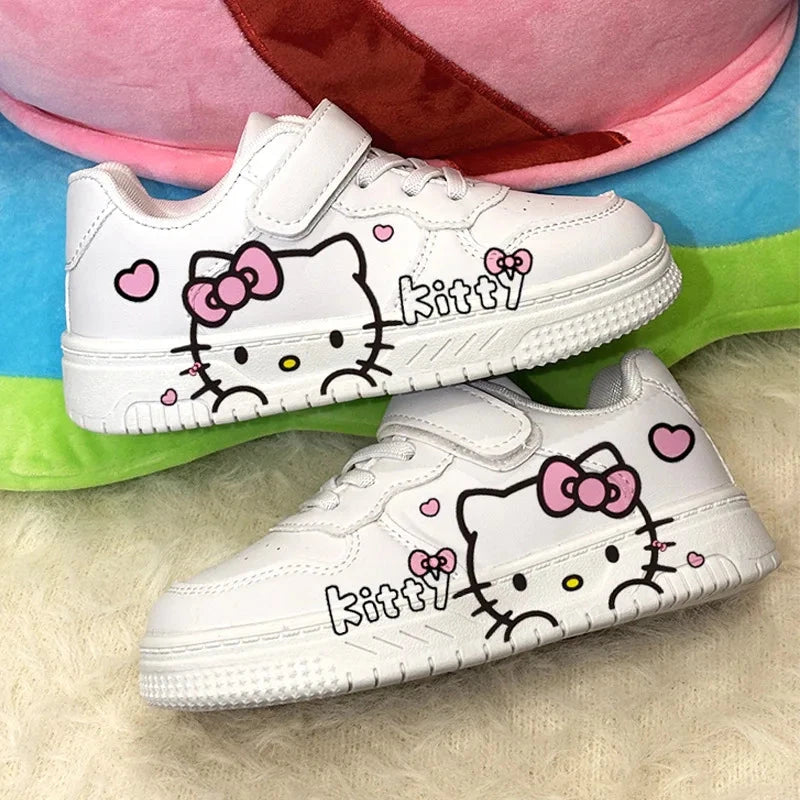 2025 New Hello Kitty Girls Low Top White Sneakers Cute Cartoon Casual Shoes Fashion Canvas Shoes For School Kids Wholesale GlowCart