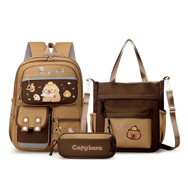 Kawaii Capybara School Backpack for Girls School Bags Set GlowCart