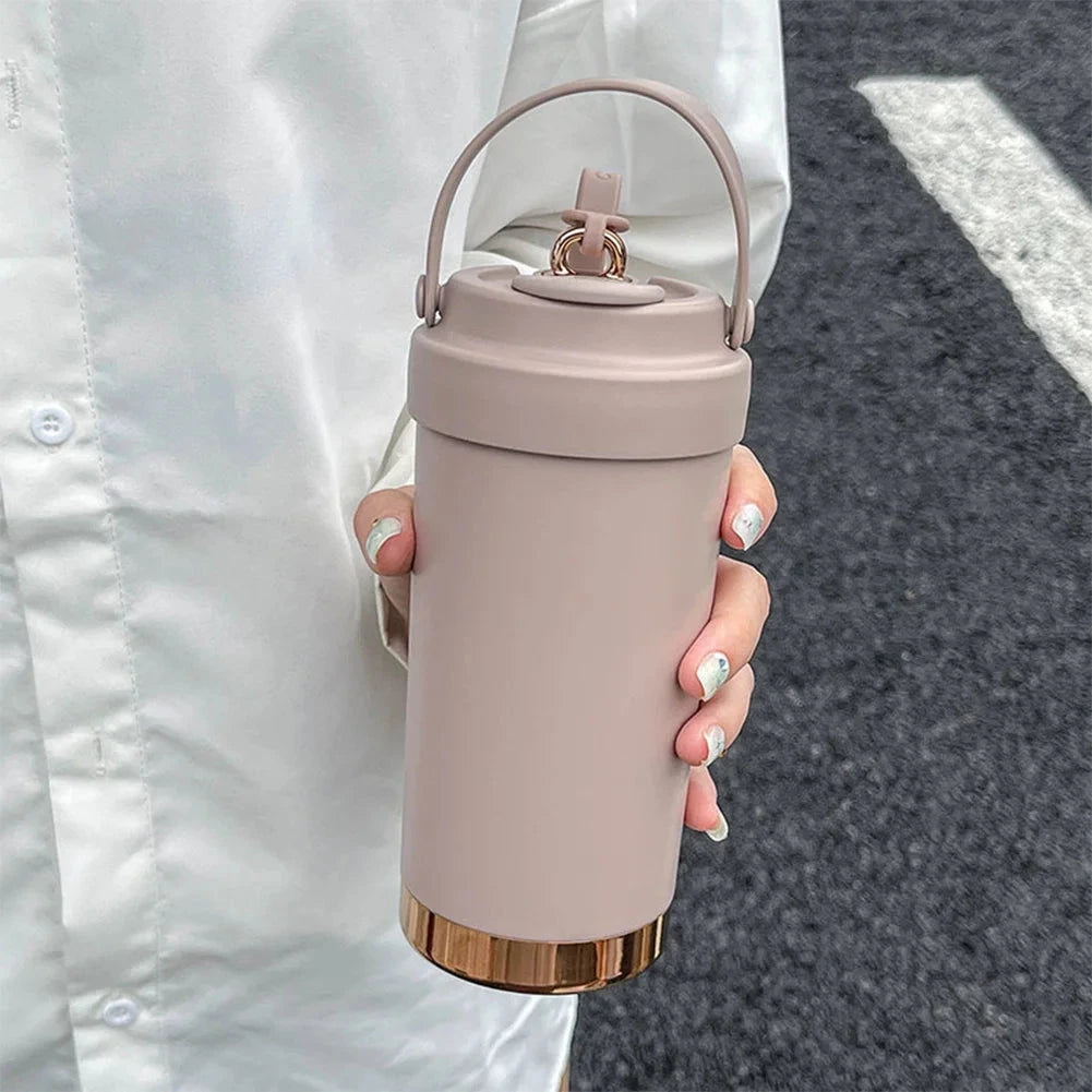 2025 New 500ml Stainless Steel Travel Coffee Mug Ceramic Coated Insulated Water Bottle Flasks with Lid & Straw Insulated Tumbler GlowCart