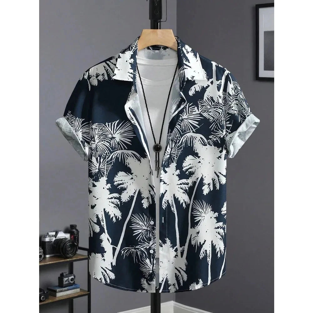 Hawaiian Shirt Man Print Casual Thin Beach Slim Fashion GlowCart