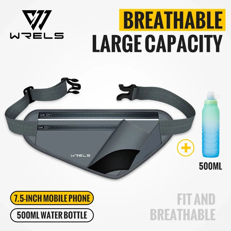 WRELS Adjustable Running Belt with Water Bottle Holder Reflective Hydration Waist Pack for Hiking Jogging Unisex GlowCart