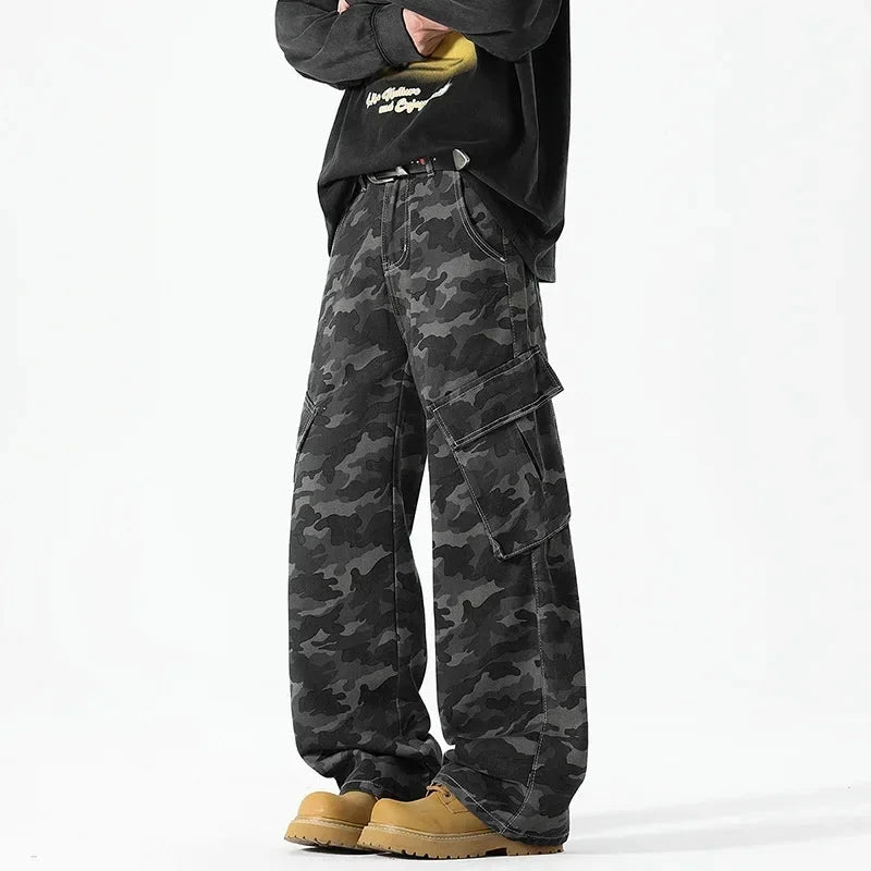 2025 New Men's American Workwear Camouflage Jeans Men Casual GlowCart