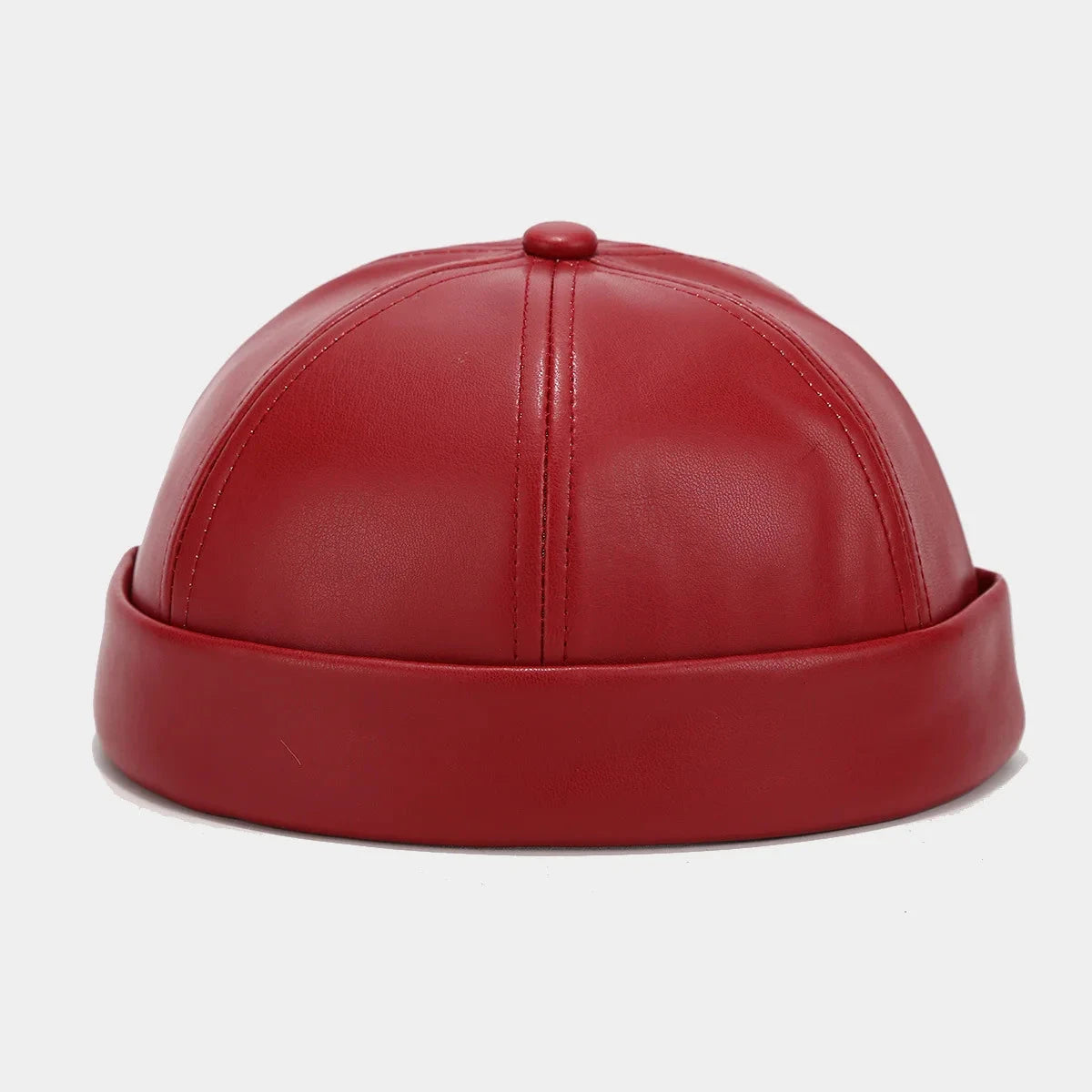 Solid Color PU Leather Landlord Hat Men Women Simplicity GlowCart