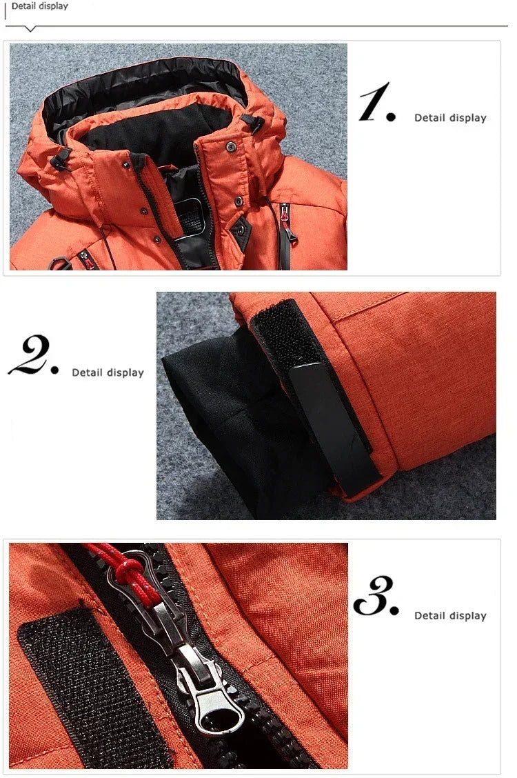 -20 Degree Winter Parkas Men Down Jacket Male White Duck Down Jacket Hooded Outdoor Thick Warm Padded Snow Coat Oversized M-4XL GlowCart