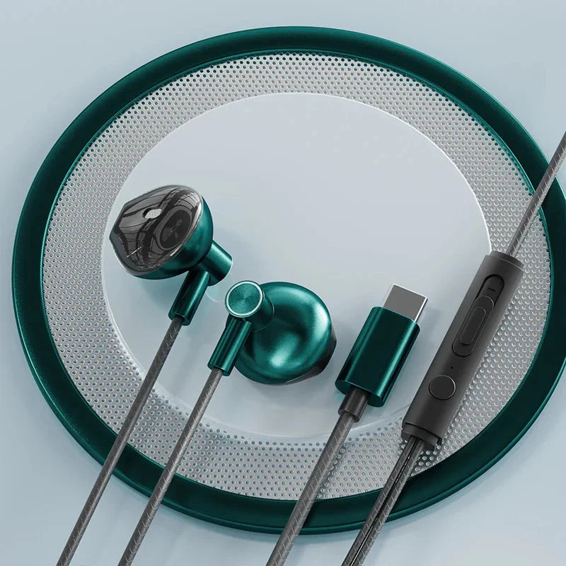 Type-C In-Ear Wired Karaoke Headphones 3.5mm Stereo Music GlowCart