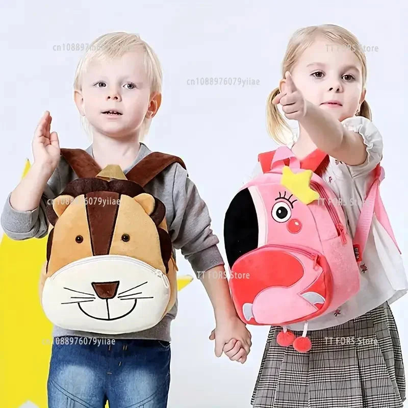 Cartoon Cute Plush Children's Backpack Animal Theme Large Capacity Backpack Boys Girls School Casual School Bag Birthday Gift GlowCart