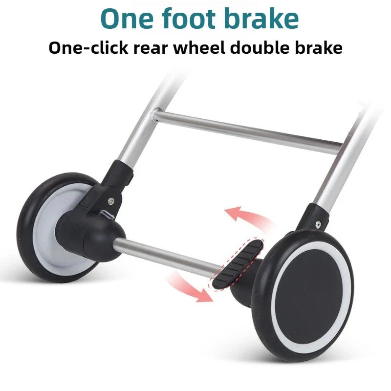 2025 New Baby Stroller, Can Sit or Lie Down, Ultra-light Trolley-type Folding Four-wheel Shock-absorbing Children's Stroller GlowCart