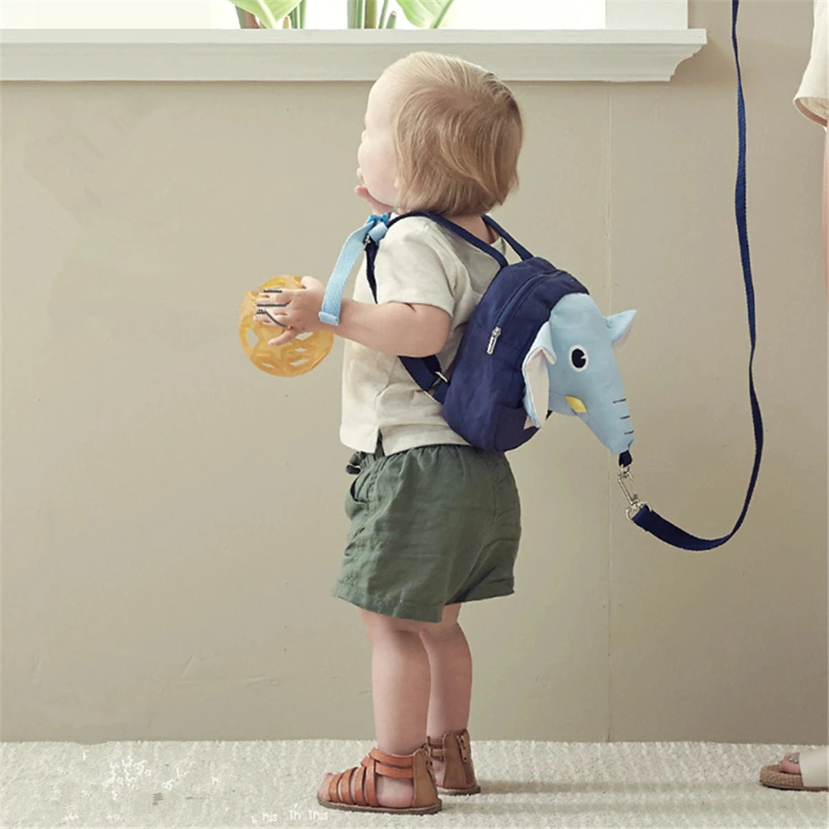 Cartoon anti walking lost shoulder backpack baby girls boys Elephant small bags with traction rope anti lost toddler schoolbag GlowCart