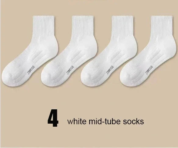 1pc 4pcs 5pcs 10pcs Socks Men's Cotton Spring Towel Bottom with Velvet Mid-tube White Stockings Thickened Sports Basketball Sock GlowCart