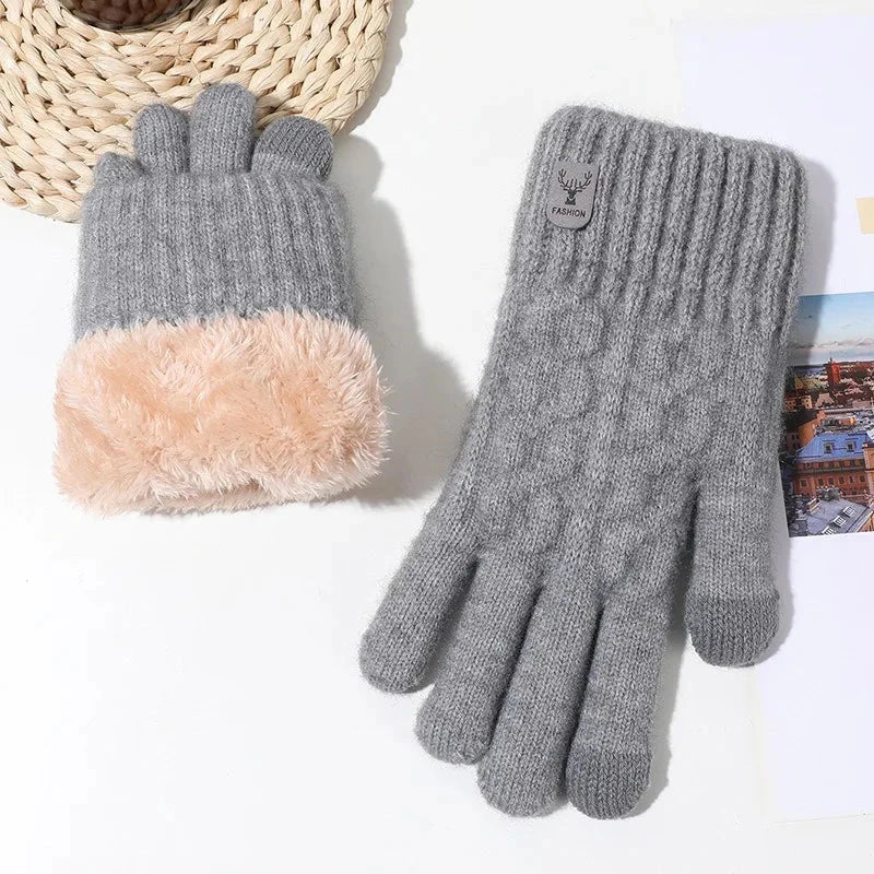 Touch Screen Gloves for Men Women, Winter Warm Flece Lined Knit Gloves, Stretchable Thickened Skiing Travel Gloves GlowCart