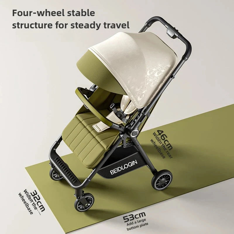 2025 New High-view Baby Stroller Foldable, Can Sit or Lie Two-way Sitting and Lying Function with One-touch Storage GlowCart