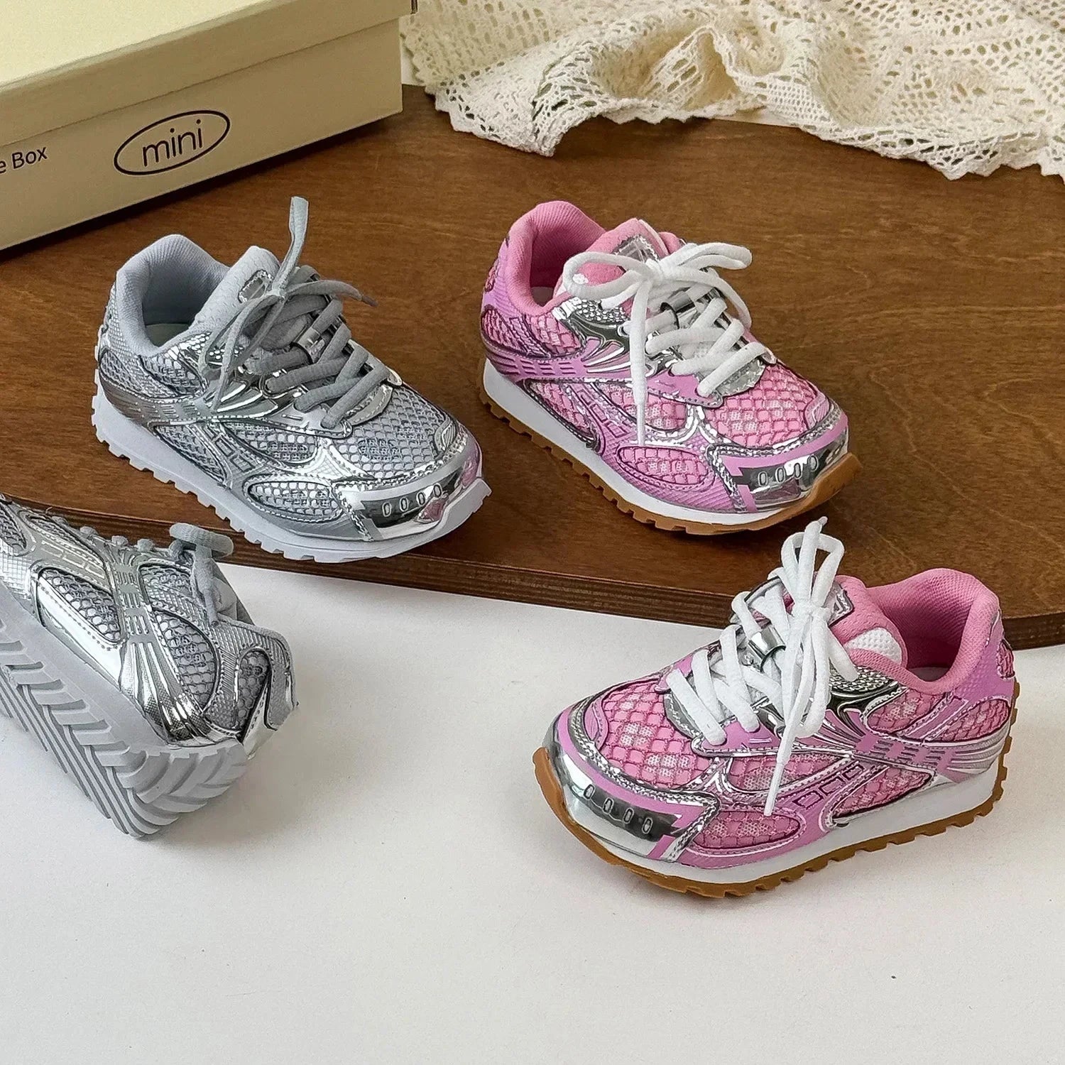 2025 Spring Toddler Kid Breathable Orbit Metallic Rubber Mesh Sneaker Children Casual Fashion Shoe Boy Girl Sports Walking Shoes GlowCart