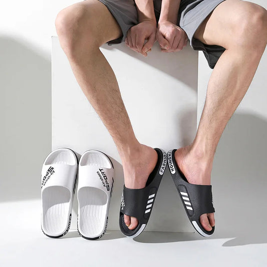 Fashion Men's Slippers PVC Soft Sole Non-slip Slides Casual Outdoor Beach Flip Flops Home Bathroom Couples Slippers New Sandal GlowCart