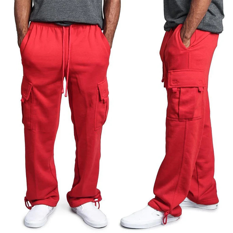 Men's  Cargo Pants Loose Drawstring Sweatpants with Pockets Sports Straight Trousers Jogging Long Pants Hip Hop Streetwear GlowCart