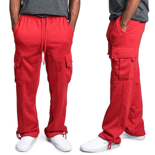 Men's  Cargo Pants Loose Drawstring Sweatpants with Pockets Sports Straight Trousers Jogging Long Pants Hip Hop Streetwear GlowCart