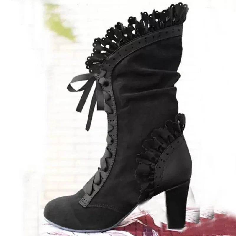 Winter Lace Up Ladies High Heel Shoes Motocycle Boot GlowCart
