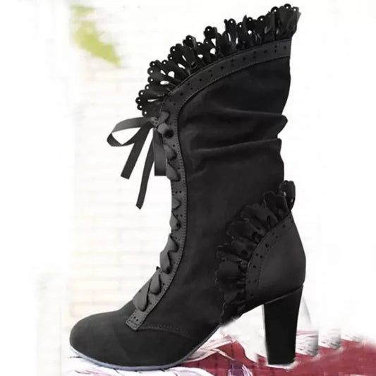 Winter Lace Up Ladies High Heel Shoes Motocycle Boot GlowCart
