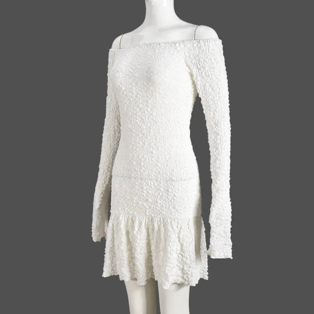 Nibber Temperament Women Dress One Shoulder Ruffles 3d GlowCart