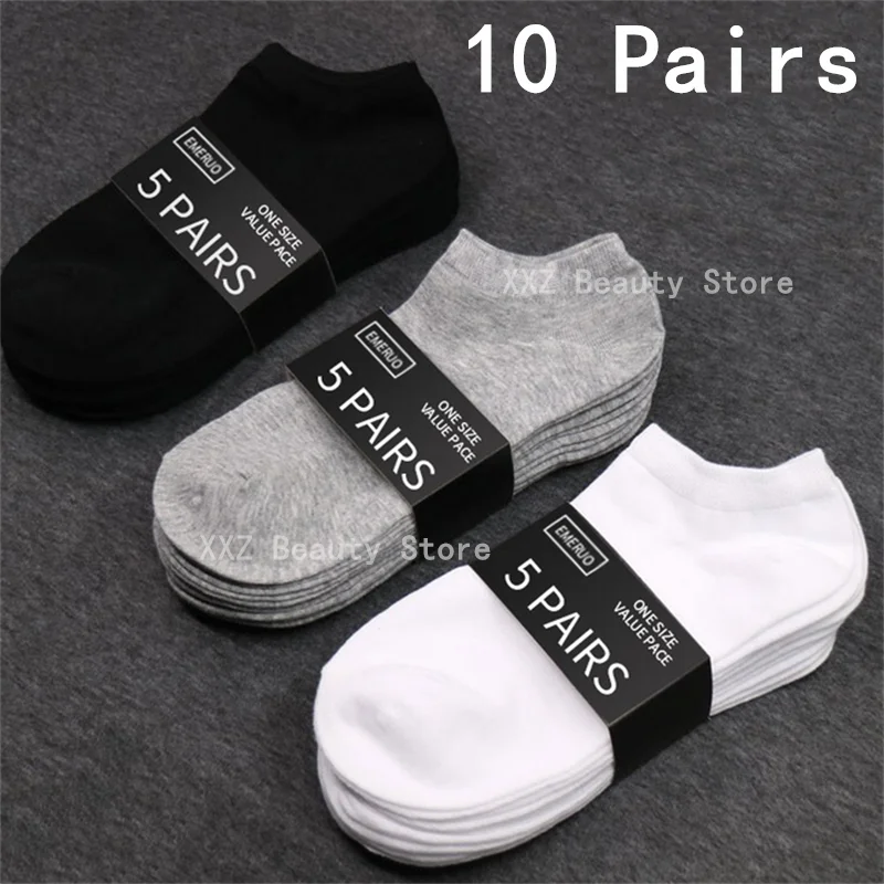 Breathable Boat Socks For Men Women, Invisible Low Cut, Non-Slip, No-Show Ankle Socks, Solid Color, Autumn, 5 Pairs, 10 Pairs GlowCart