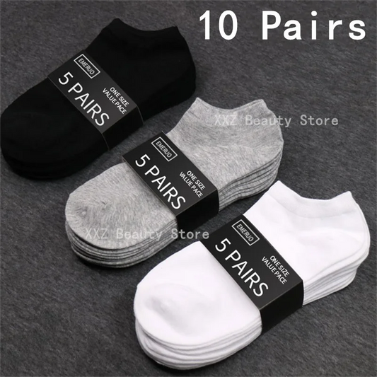 Breathable Boat Socks For Men Women, Invisible Low Cut, Non-Slip, No-Show Ankle Socks, Solid Color, Autumn, 5 Pairs, 10 Pairs GlowCart