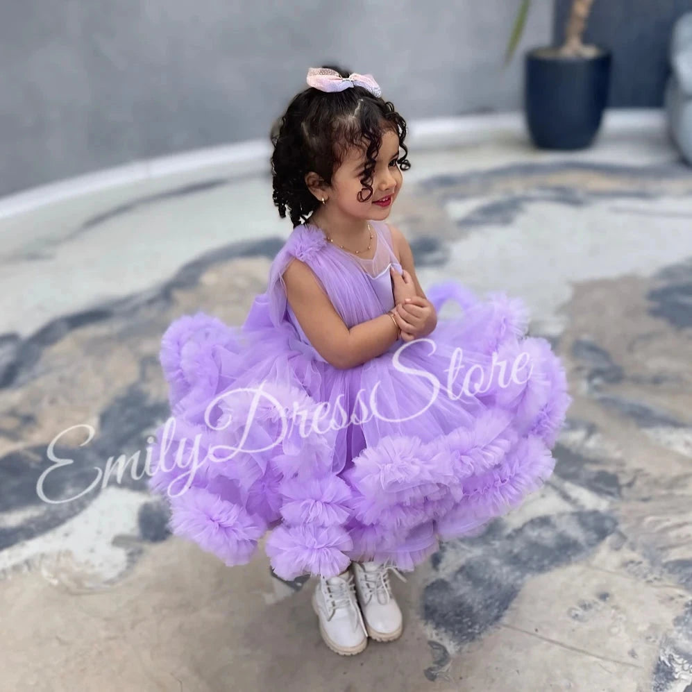 Customized Purple Flower Girl Dress For Wedding Applique GlowCart