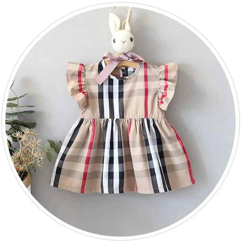 Baby Girl Princess Dress Cotton Baby Girl Dress Plaid GlowCart