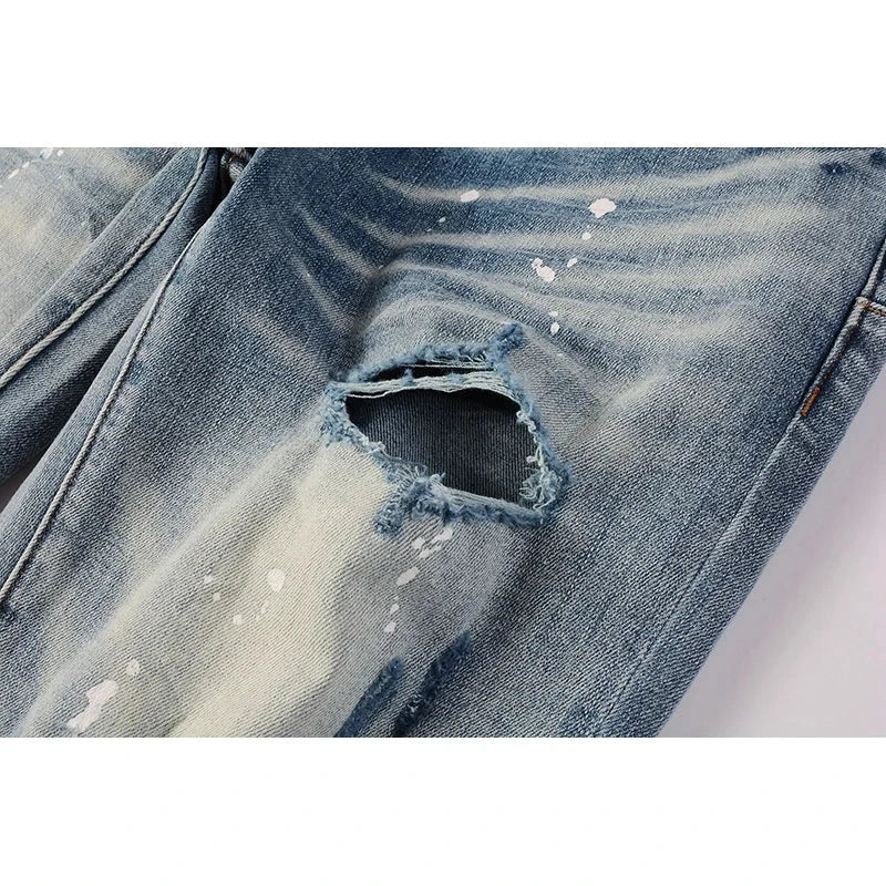 Men's American High Street Distressed Washed Light Blue GlowCart