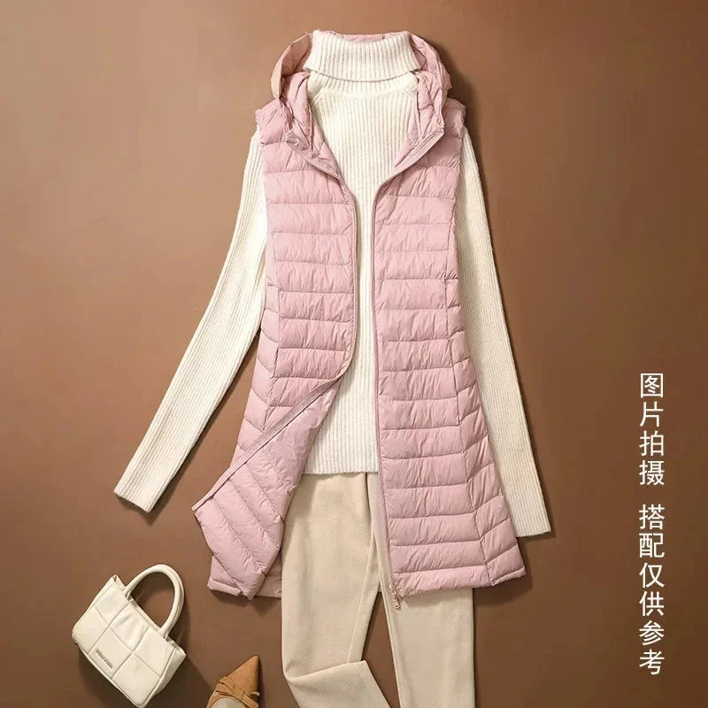 Women's Autumn/Winter X-long Hooded Sleeveless Jackets 2023 GlowCart
