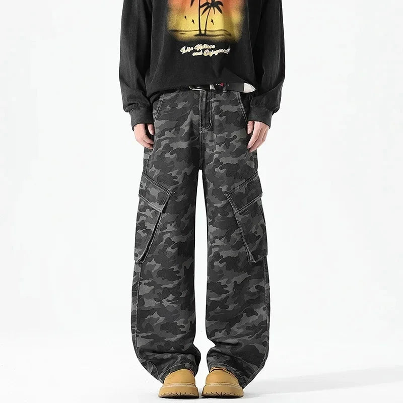 2025 New Men's American Workwear Camouflage Jeans Men Casual GlowCart