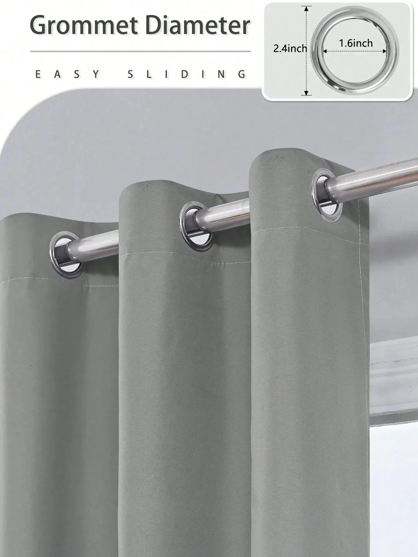 1pc Solid Blackout Curtains with Grommets, Total Privacy GlowCart