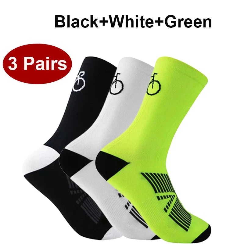5Pairs Cycling Socks Men MTB Bike Sock Breathable Road Bicycle Sock Football Men Women Mid Tube Outdoor Sport Racing Sock Winter GlowCart
