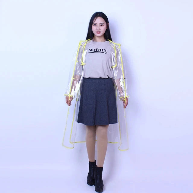 Fashion Long Transparent EVA Rain coat Women Adult Men GlowCart