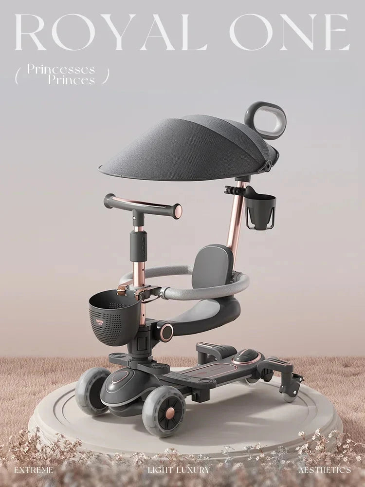 Multifunctional Baby Stroller 6in1 Adjustable Push Rod with Children's Scooter Portable Baby stroller with skateboard for kids GlowCart