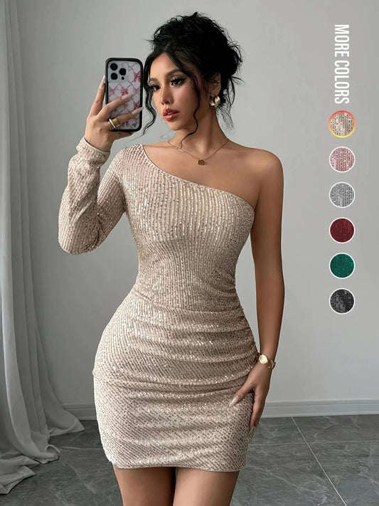 Women's Off Shoulder  Sequins Bodycon Dress, Elegant Fashion GlowCart
