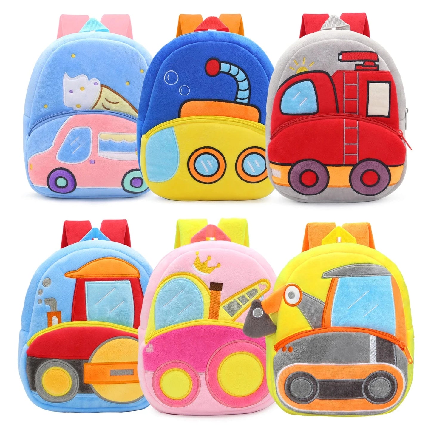 2-4 years old kids engineering backpack cartoon excavator backpack plush kids small school bag toy backpack GlowCart