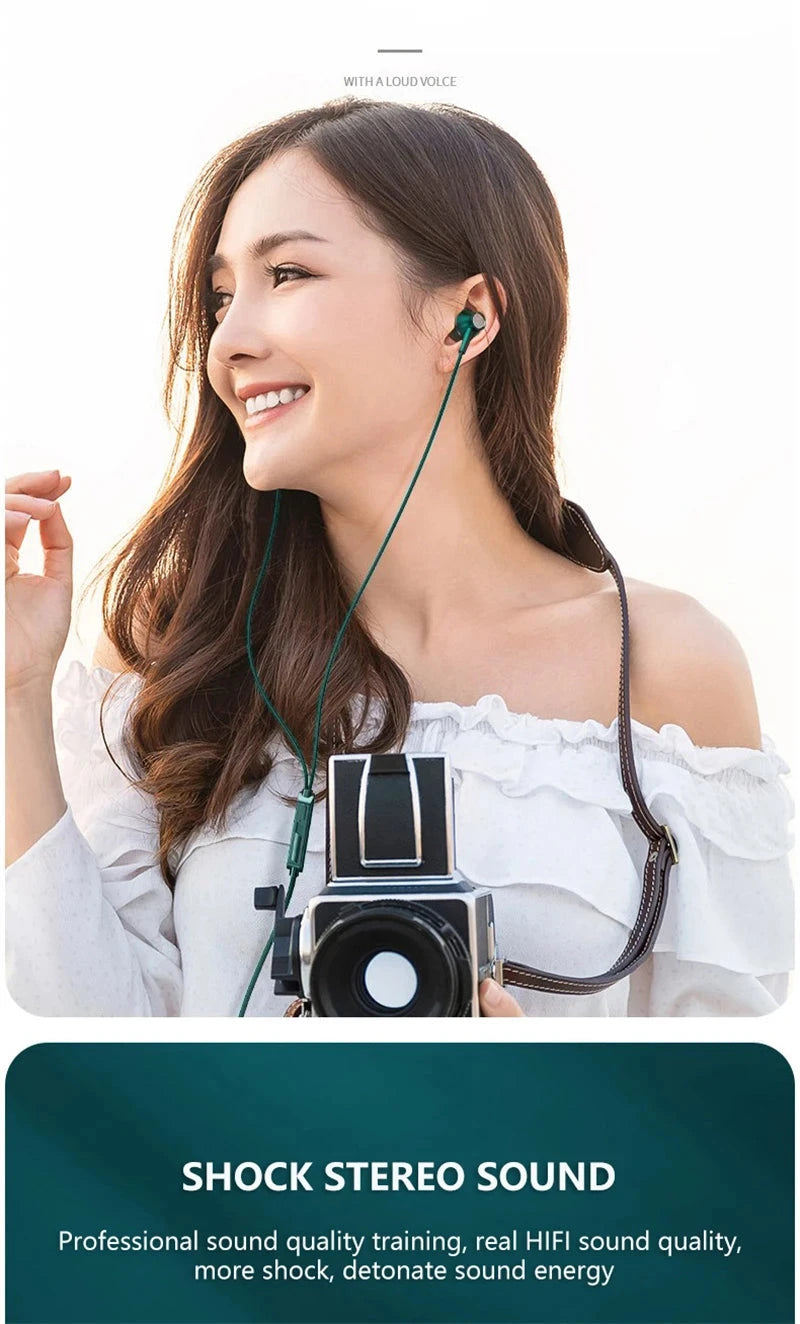 Type-C In-Ear Wired Karaoke Headphones 3.5mm Stereo Music GlowCart