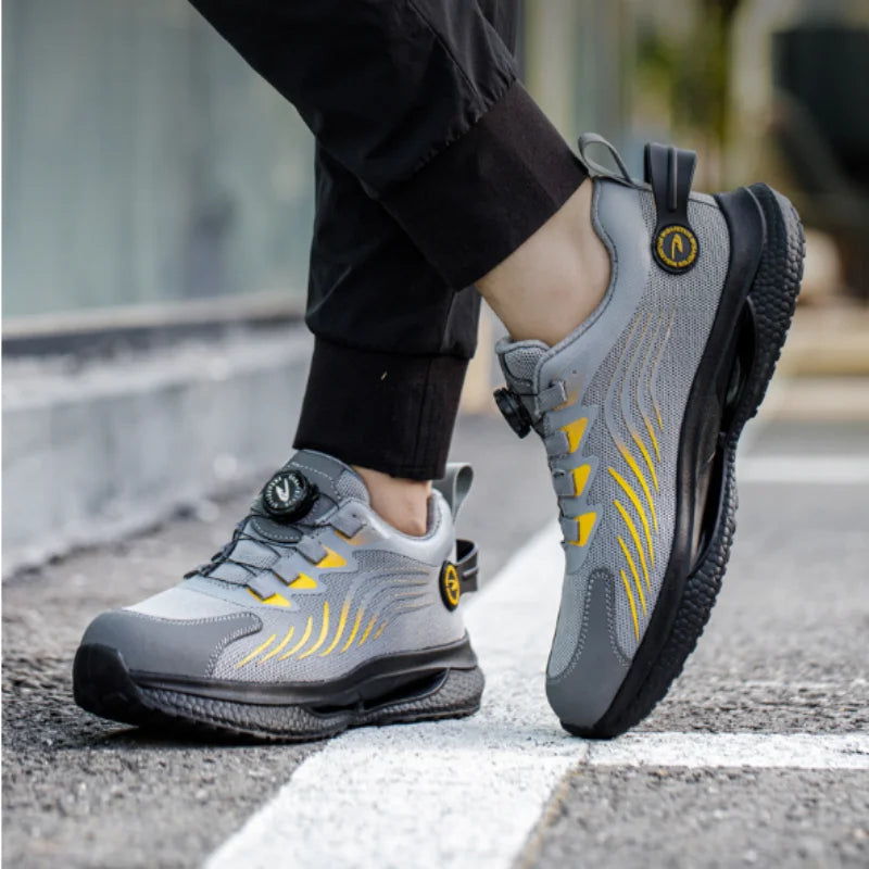 Rotating Button New Safety Shoes Men Anti-smash Anti-puncture Work Shoes Fashion Men Sport Shoes Security Protective Boots Men GlowCart